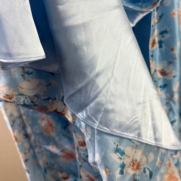 Bloom Into Love Blue Floral Organza One-Shoulder Maxi Dress - Picture 12 of 13